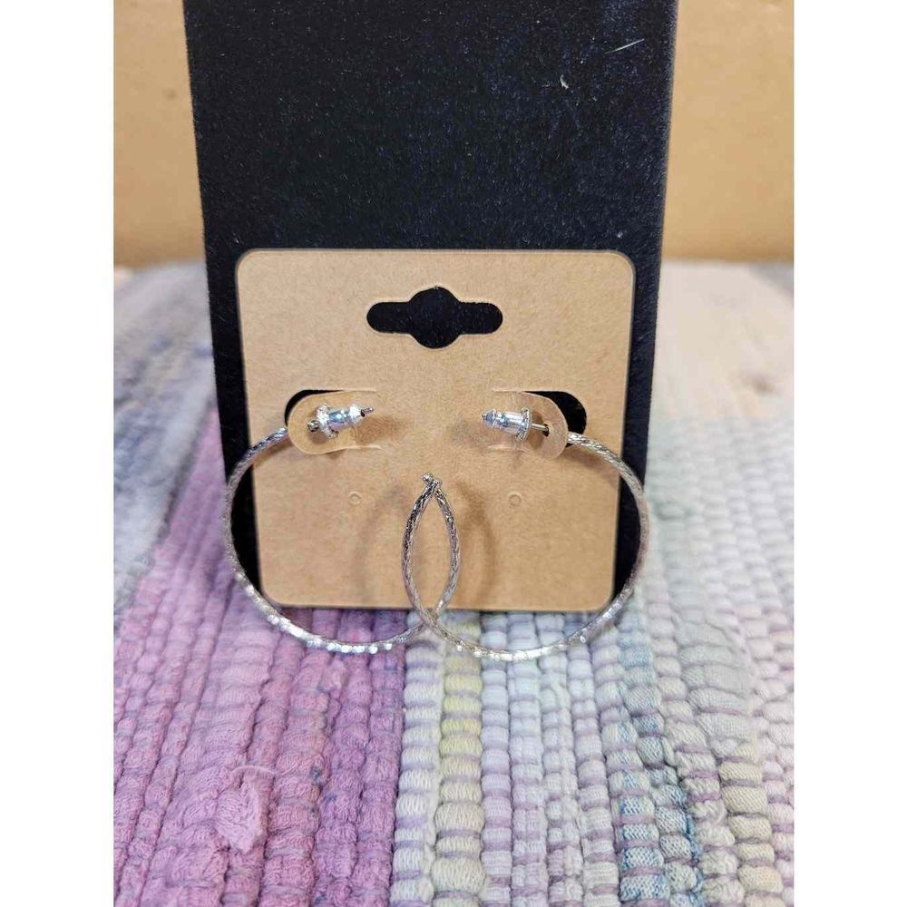 (3 for $15)~JoMa~ Silvertone Hoop Earrings- NWT